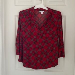 Beautiful red plaid Charter Club shirt. Jersey nylon fabric. Size Petite medium
